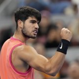 Alcaraz défiera Sinner en finale à Pékin KEYSTONE/AP/Achmad Ibrahim